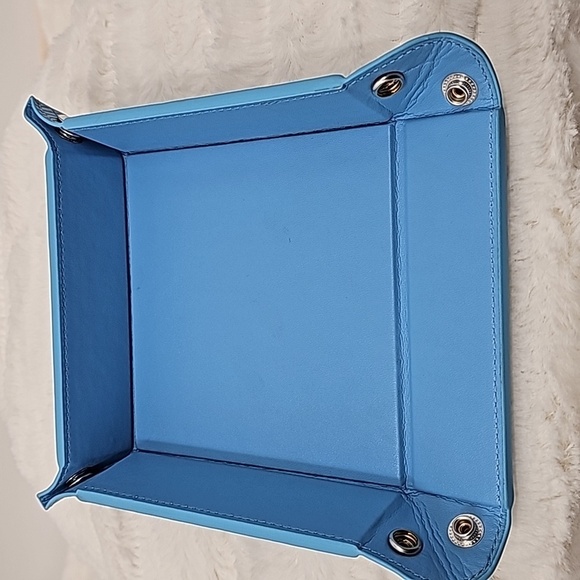 Faux Leather Jewelry Tray Powder Blue Reptile Textured Organizer - Picture 6 of 12